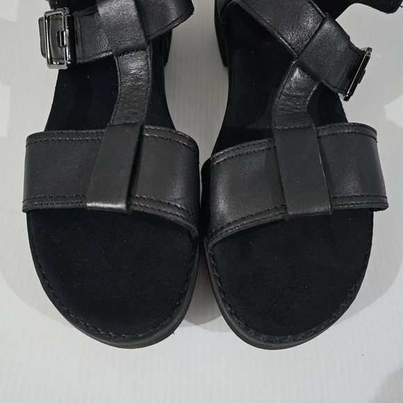 NEW Munro Mel T-Strap Sandal Womens 9 NARROW WIDTH Black Leather Lug Sole - Picture 5 of 13